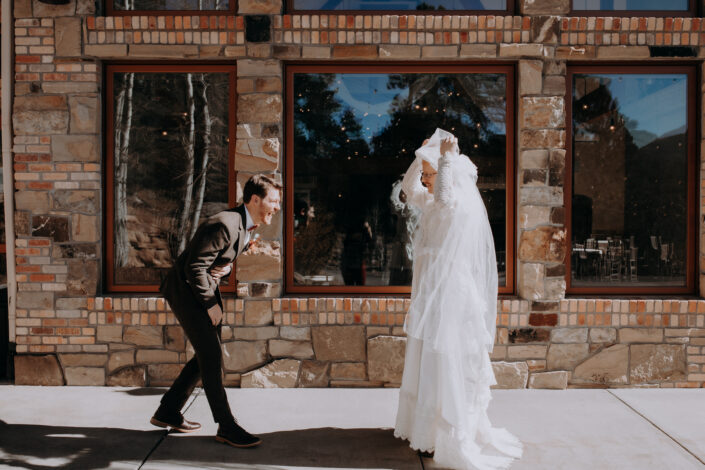 groom laughs as best friend wedding dress prank is revealed