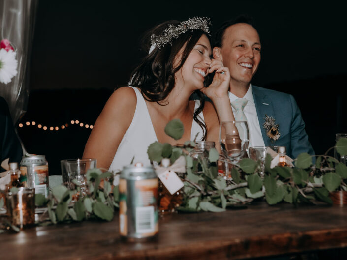bride laughs at guests speech