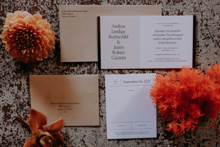 wedding invitations and flowers